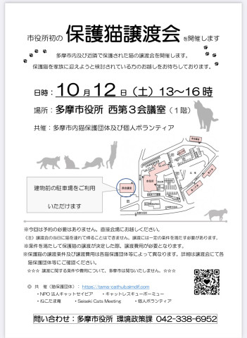 多摩市役所にて【保護猫譲渡会】初開催