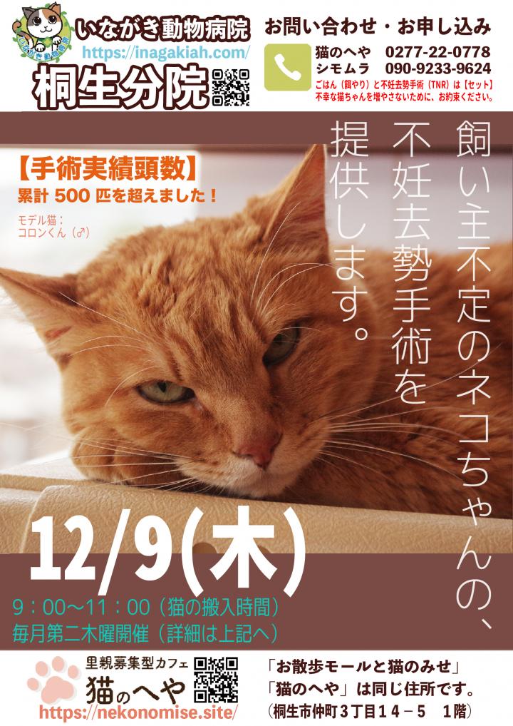 桐生分院 １１月分と１２月分のポスターです 二葉ふたばさんの猫ブログ ネコジルシ